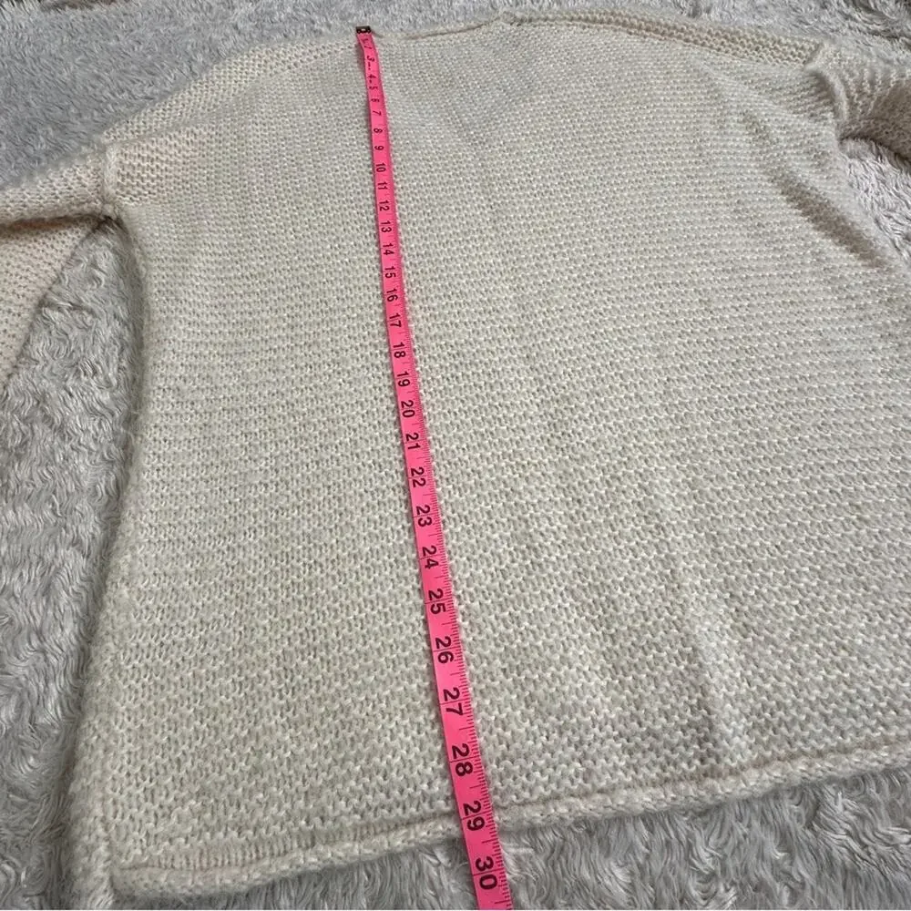 Free People Ivory V-Neck Sweater cotton alpaca blend